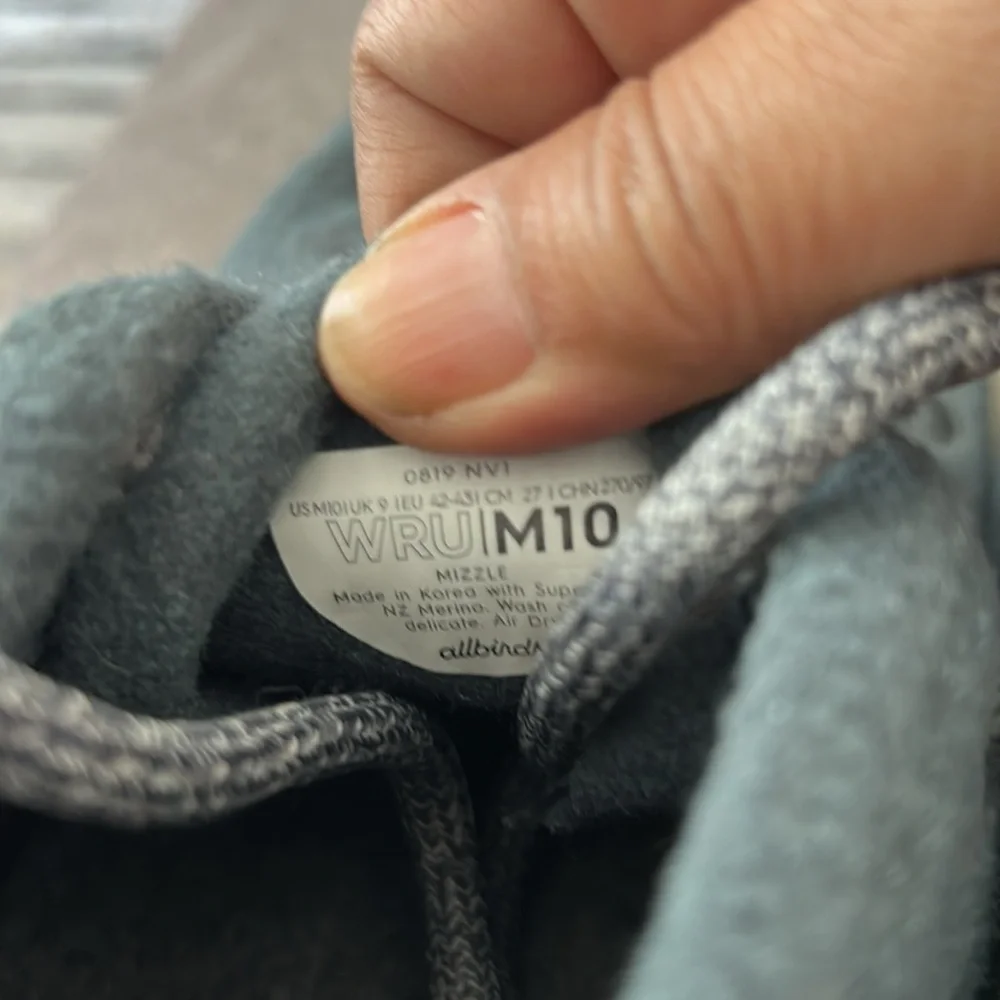 Allbirds Mizzle Up WRU gray blue wool sneakers 10